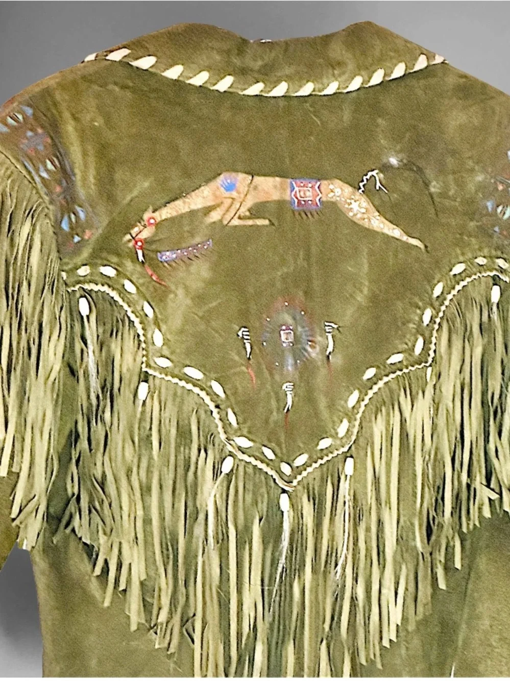 Patricia Wolf Patty Lewis hand painted leather fringe jacket Natice American boh - Picture 5 of 12